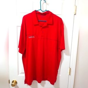 Men's PING  red, short sleeved, 3 button w/collar. Size XL
